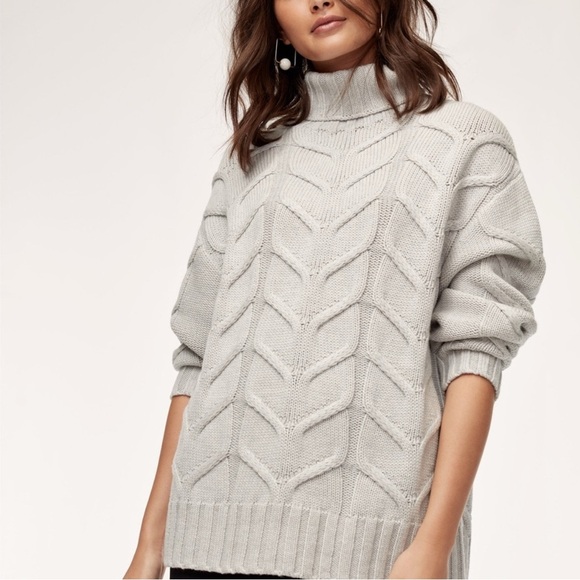 Artizia Wilfred Merino Wool Champeaux Sweater Size XXS Turtleneck Cableknit Grey - Picture 1 of 11